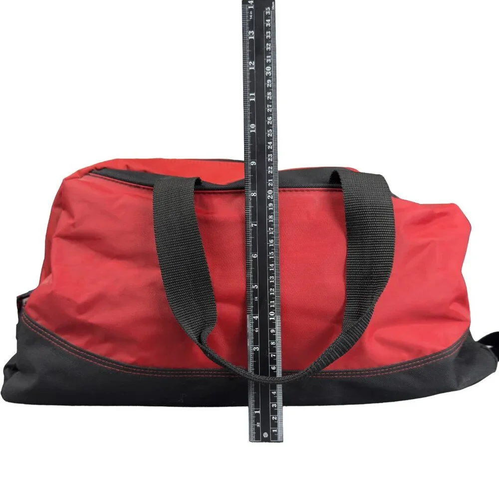 Vintage 90s Leeds Duffel Bag Campbell Soup Company Red Black Gym Travel